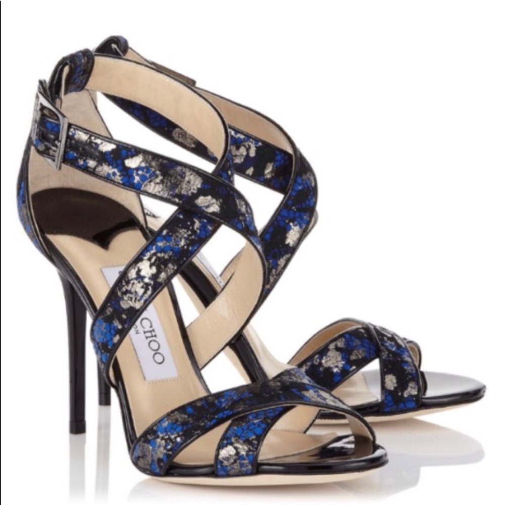 Jimmy Choo Lottie Metallic Aegean Sandals